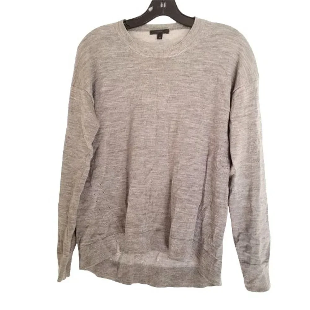 J. Crew Heather Gray Lightweight Merino Wool Cotton Knit Long Sleeve Sweater XS